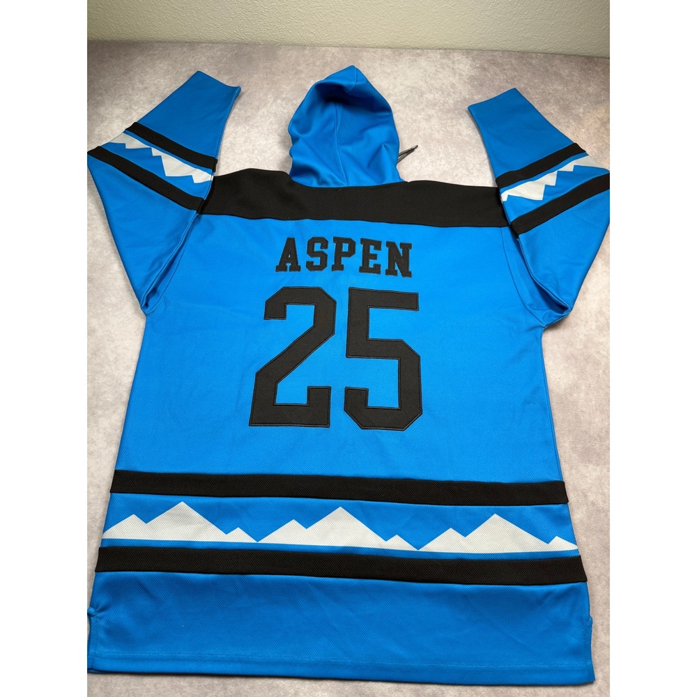 X Games Aspen 2025 Hooded Hockey Jersey Blue Black Lace Up Men M Embroidered - Picture 2 of 16